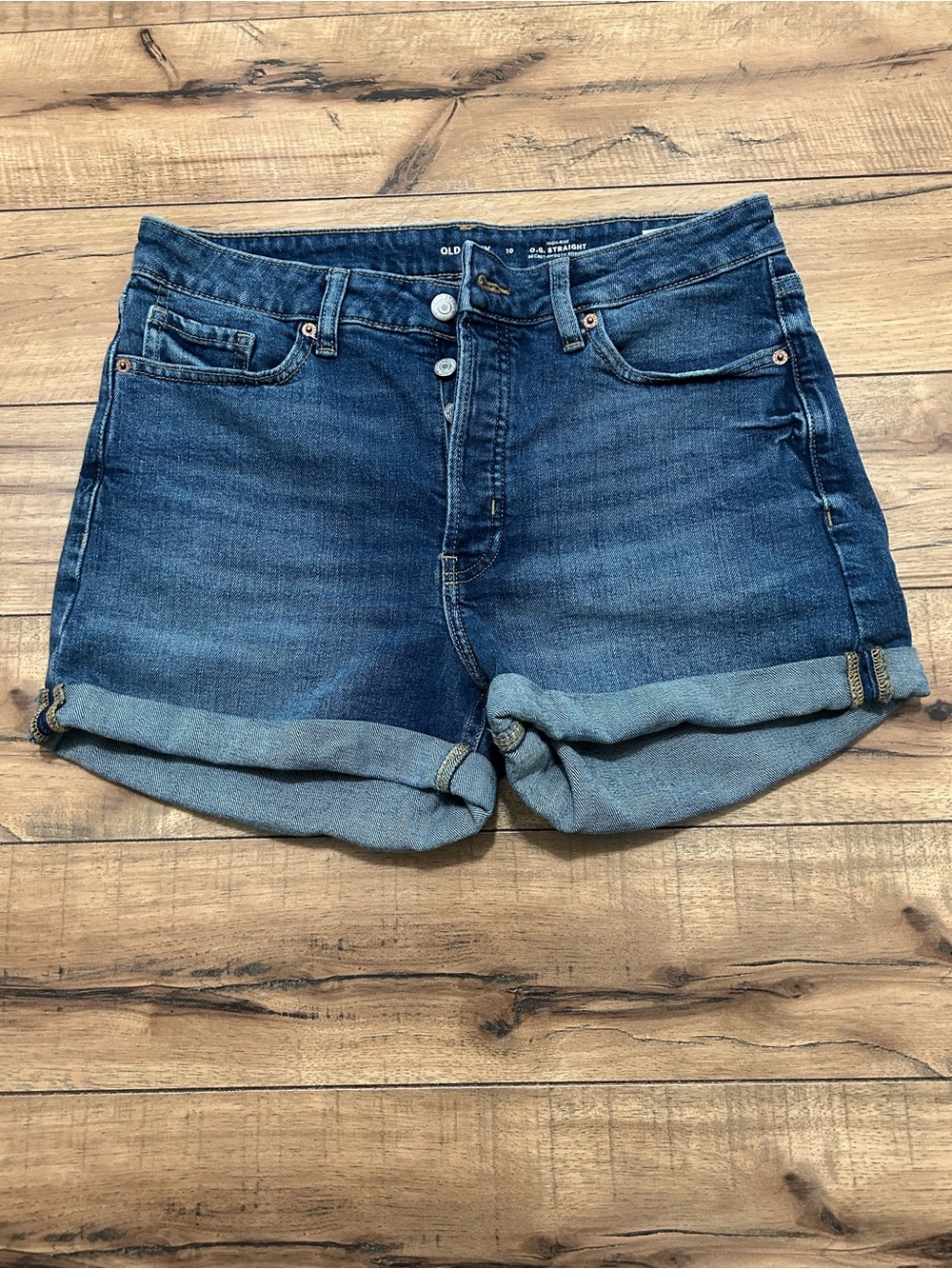 Old Navy Women's Dark Blue Rolled Cuff Denim Shorts